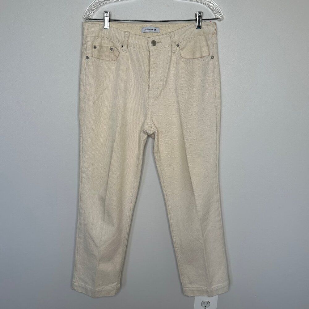 DEEF x HOUSE Women's Cream Colored 5 Pocket  High Waisted Jeans Size Medium